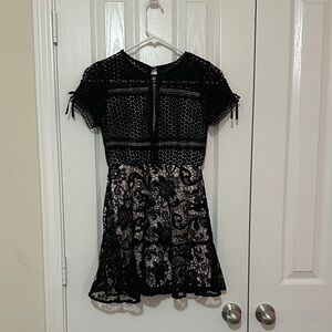 Girls Black Lace Overlay Dress